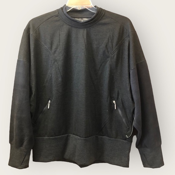 Tahari Sport / NWT/ Charcoal Gray Sweatshirt with Thumb Holes ~ MSRP $82 - Picture 1 of 11